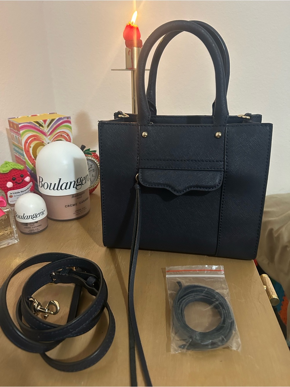 Structured Navy Rebecca Minkoff Handbag with Top Handles 🌊✨